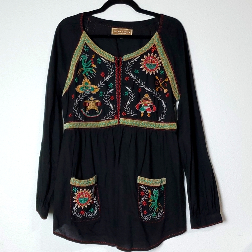Bohemian Embroidered Beaded Tunic Size Large